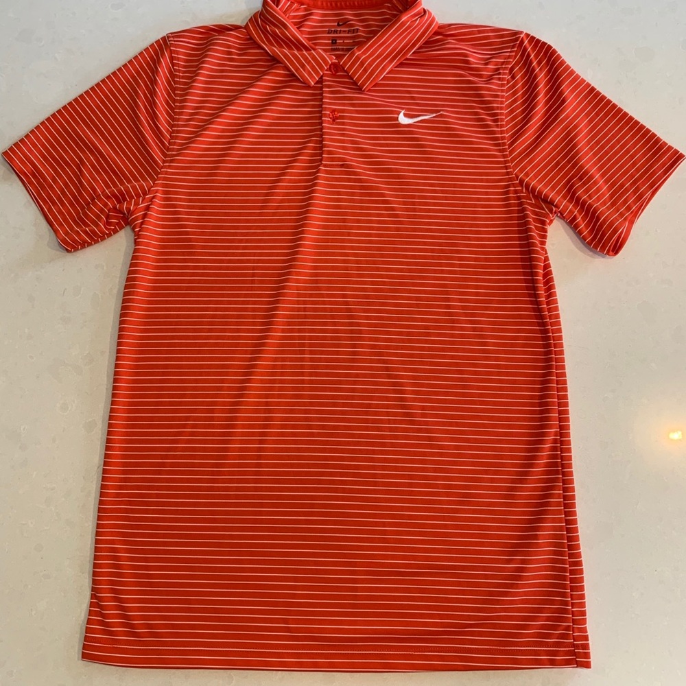 Orange & White Striped Nike Golf Shirt